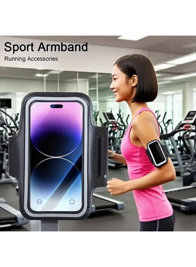 حامل هاتف رياضي قابل للتعديل سوار ذراع أسود لآيفون 16 15 14 13 برو ماكس - Image 2