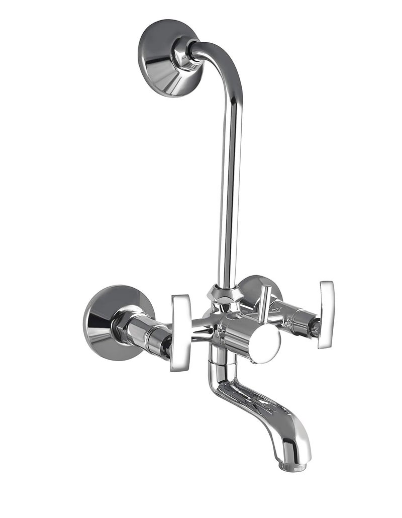 Brass Wall Mixer 2 in 1 for Bathroom WM-71143 with Provision for Overhead Shower with Long Bend Pipe Chrome Finish