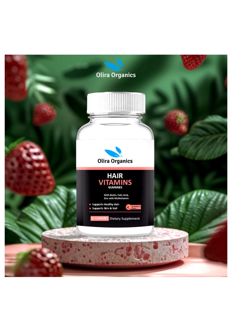 Olira Organics - Hair Vitamins Gummies -30‘s | Supports Healthy Hair, Skin and Nail - Image 1