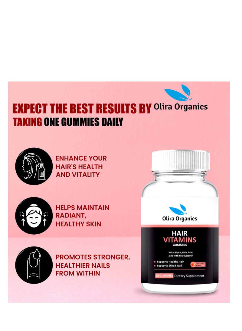 Olira Organics - Hair Vitamins Gummies -30‘s | Supports Healthy Hair, Skin and Nail - Image 1