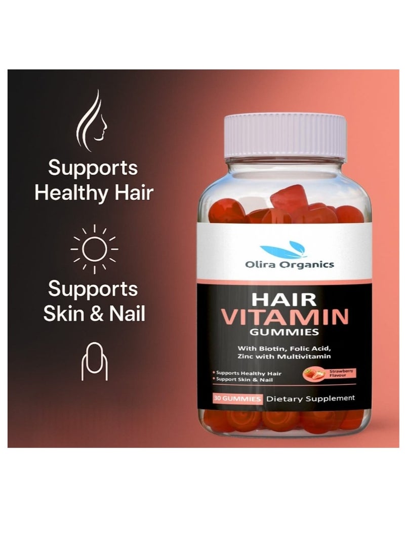 Hair Vitamins  Biotin 2500mcg Gummies With Vitamin E, Vitamin C, & Zinc -30‘s Strawberry Flavor | Supports Healthy Hair, Skin and Nail