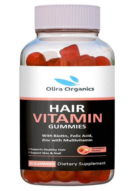 Hair Vitamins  Biotin 2500mcg Gummies With Vitamin E, Vitamin C, & Zinc -30‘s Strawberry Flavor | Supports Healthy Hair, Skin and Nail