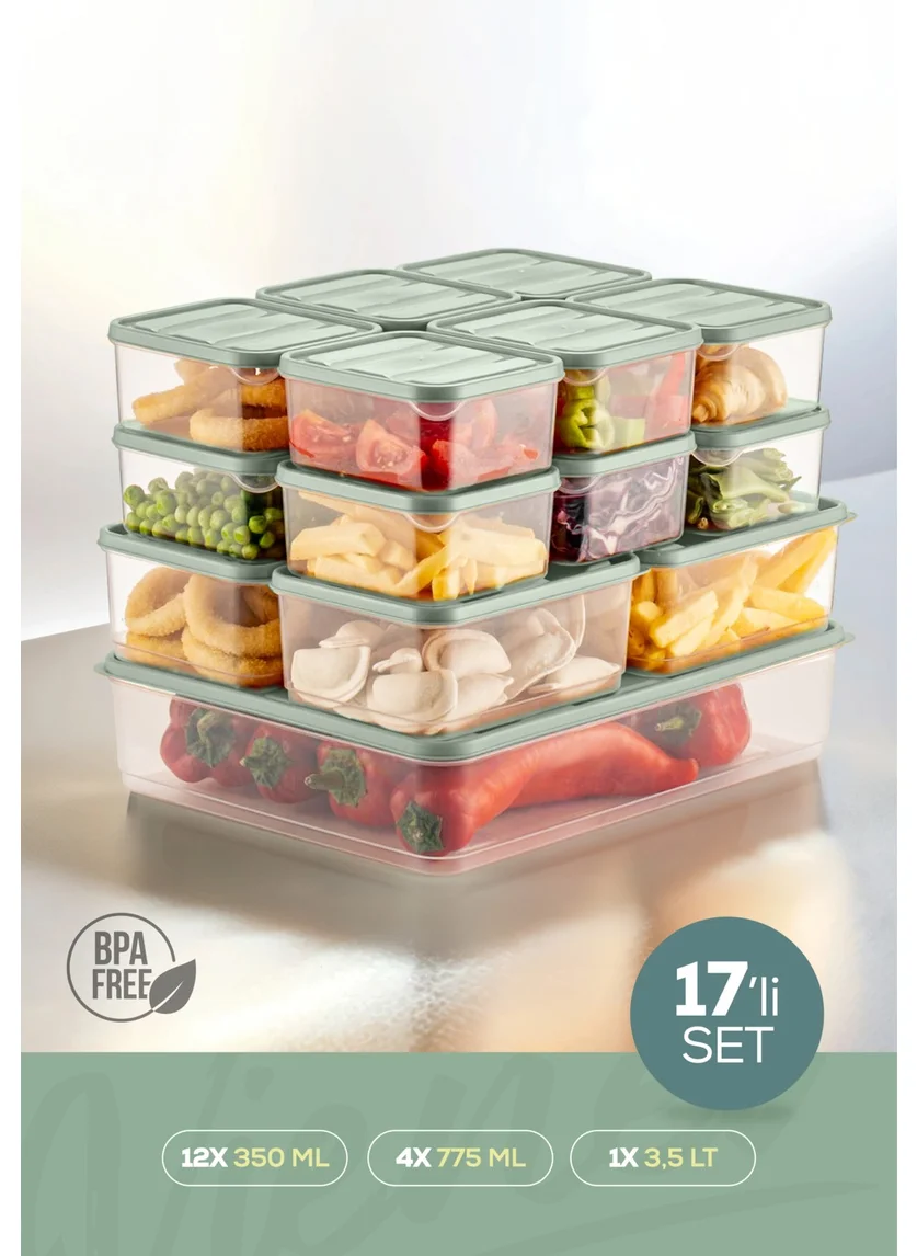Vienev 17LI Refrigerator Organizer Microwaveable Freezer Storage Container Mint