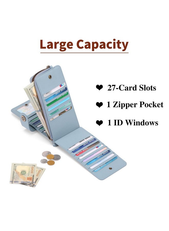 SENDEFN Womens Leather Wallet Rfid Blocking Credit Card Holder Large Capacity With Zipper Pocket - Image 3