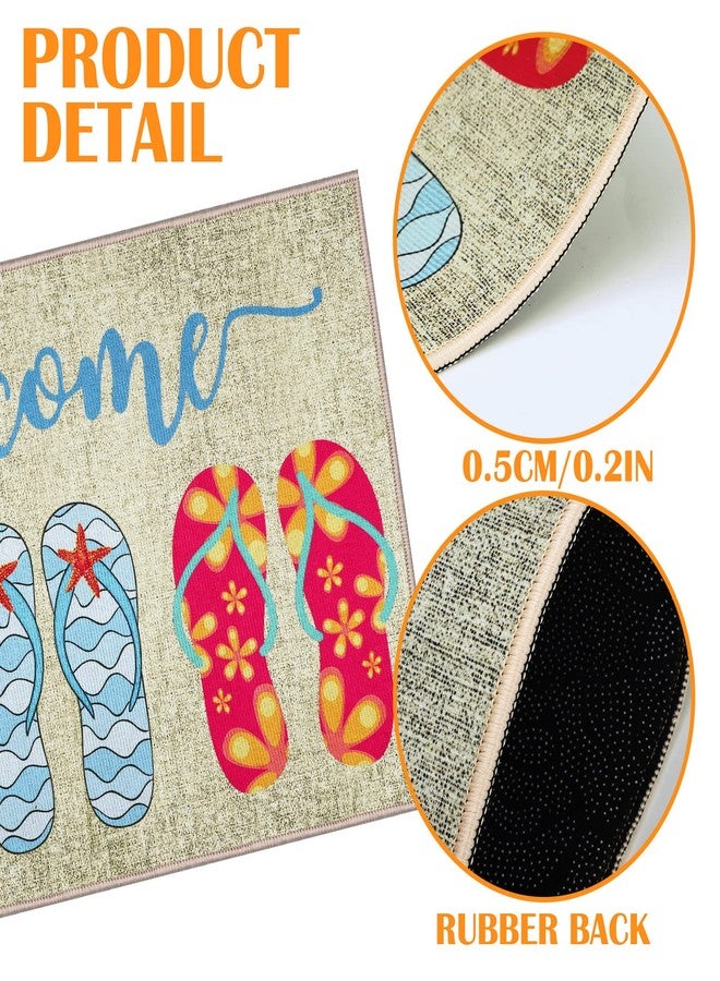 Suttmin 3 Pcs Hello Summer Flip Flop Doormat Decorative Summer Slippers Welcome Doormat Non Slip Rubber Door Mat Seasonal Front Door Rugs for Indoor Outdoor Floor Washable Entrance Standing Mat - Image 4