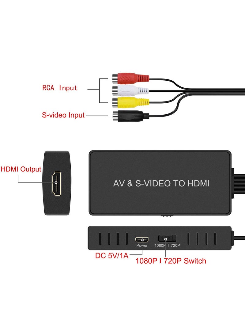 LVY LVY RCA Composite Video and Svideo to HDMI Converter Resolution 1080P 720P Compatible with WIIWII U PS1 23 STB Xbox VHS VCR BlueRay DVD Players  - Image 3