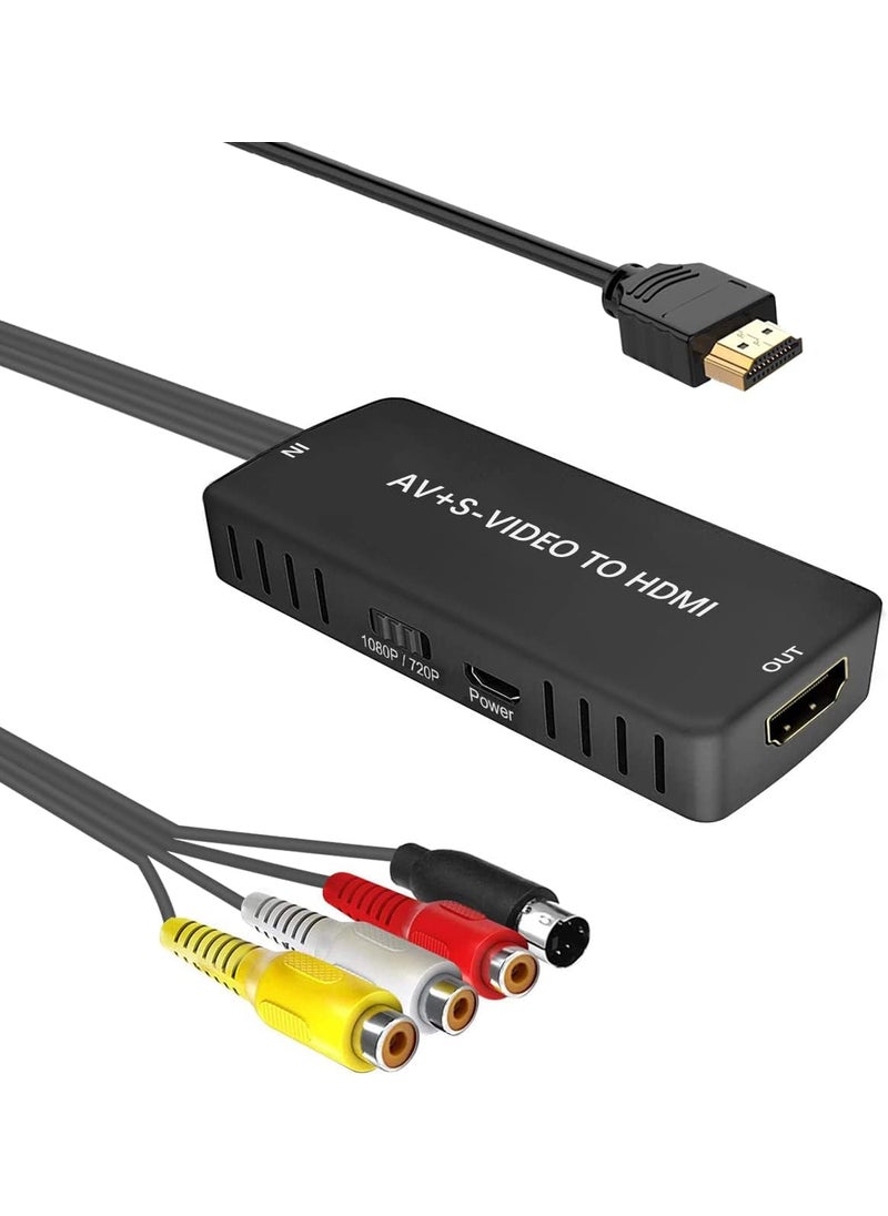 LVY LVY RCA Composite Video and Svideo to HDMI Converter Resolution 1080P 720P Compatible with WIIWII U PS1 23 STB Xbox VHS VCR BlueRay DVD Players  - Image 1