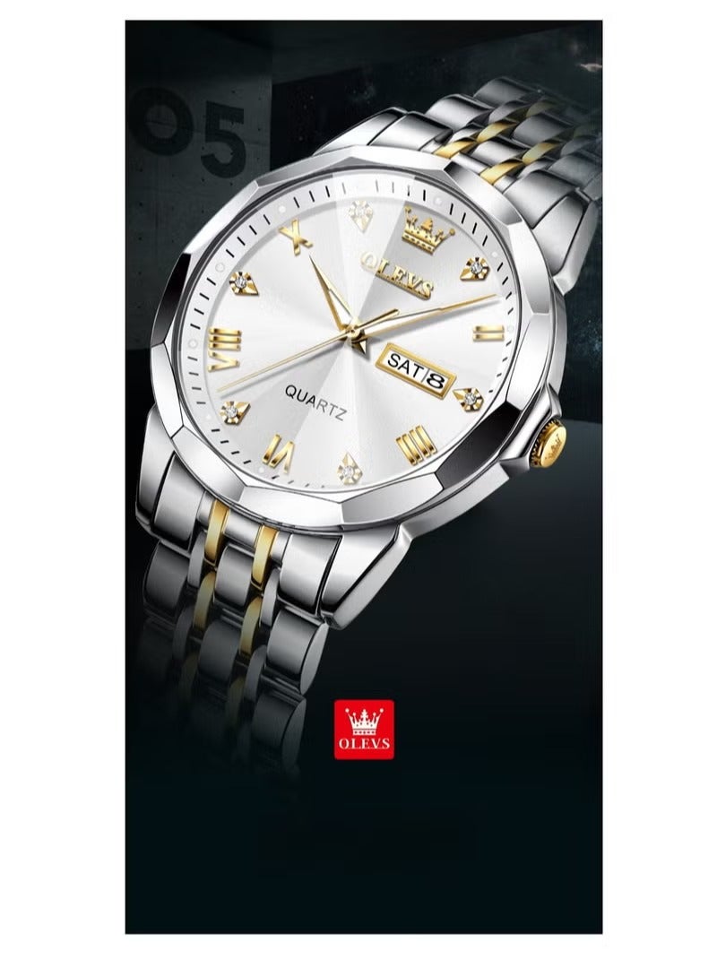 أوليفز ساعة رجالية مقاومة للماء من الفولاذ المقاوم للصدأ للأعمال مقاس 41 ملم - Image 2