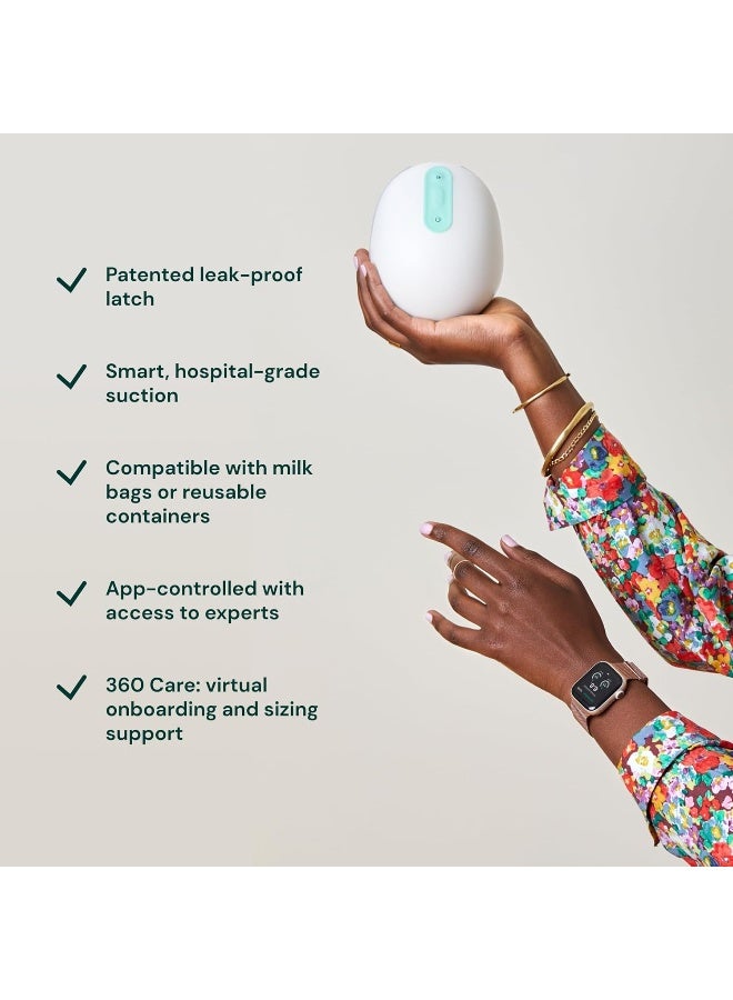 Willow ويلو 360 - مضخة رضاعة قابلة للارتداء - مضخة رضاعة بدون استخدام اليدين - المضخة القابلة للارتداء الوحيدة المقاومة للتسرب - 7 مستويات من قوة الشفط بمستوى المستشفى، متوافقة مع التطبيق - Image 2