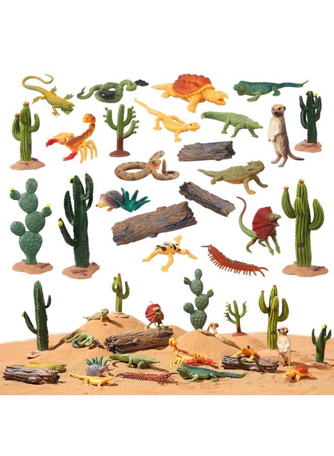 AENIMELY 23pcs Desert Animal Figurines Set – Includes Scorpion, Lizard, Rattlesnake Trees & Cactus – Desert Diorama Playset for Kids, Birthday Cake Toppers, Party Decorations - Image 1