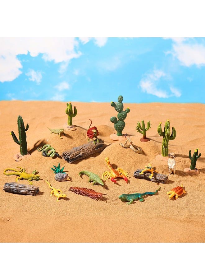 AENIMELY 23pcs Desert Animal Figurines Set – Includes Scorpion, Lizard, Rattlesnake Trees & Cactus – Desert Diorama Playset for Kids, Birthday Cake Toppers, Party Decorations - Image 4