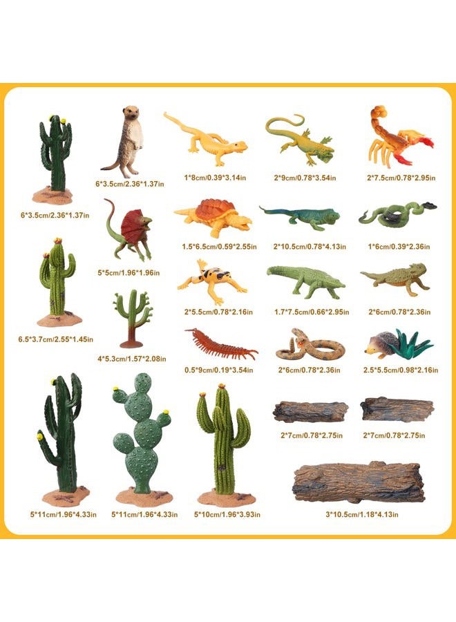 AENIMELY 23pcs Desert Animal Figurines Set – Includes Scorpion, Lizard, Rattlesnake Trees & Cactus – Desert Diorama Playset for Kids, Birthday Cake Toppers, Party Decorations - Image 2
