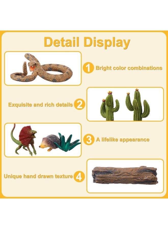 AENIMELY 23pcs Desert Animal Figurines Set – Includes Scorpion, Lizard, Rattlesnake Trees & Cactus – Desert Diorama Playset for Kids, Birthday Cake Toppers, Party Decorations - Image 3