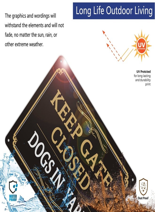Afuven 2 Pack Keep Gate Closed Signs Dogs In Yard Sign Metal Reflective Beware Of Dog Sign Warning Dog Sign 10" x 7" Rust Free Aluminum UV Protected Waterproof Sturdy Easy to Mount Outdoor Use - Image 5