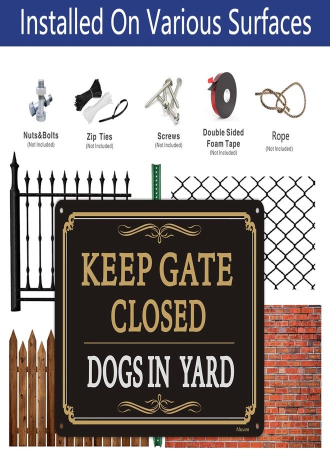 Afuven 2 Pack Keep Gate Closed Signs Dogs In Yard Sign Metal Reflective Beware Of Dog Sign Warning Dog Sign 10" x 7" Rust Free Aluminum UV Protected Waterproof Sturdy Easy to Mount Outdoor Use - Image 4