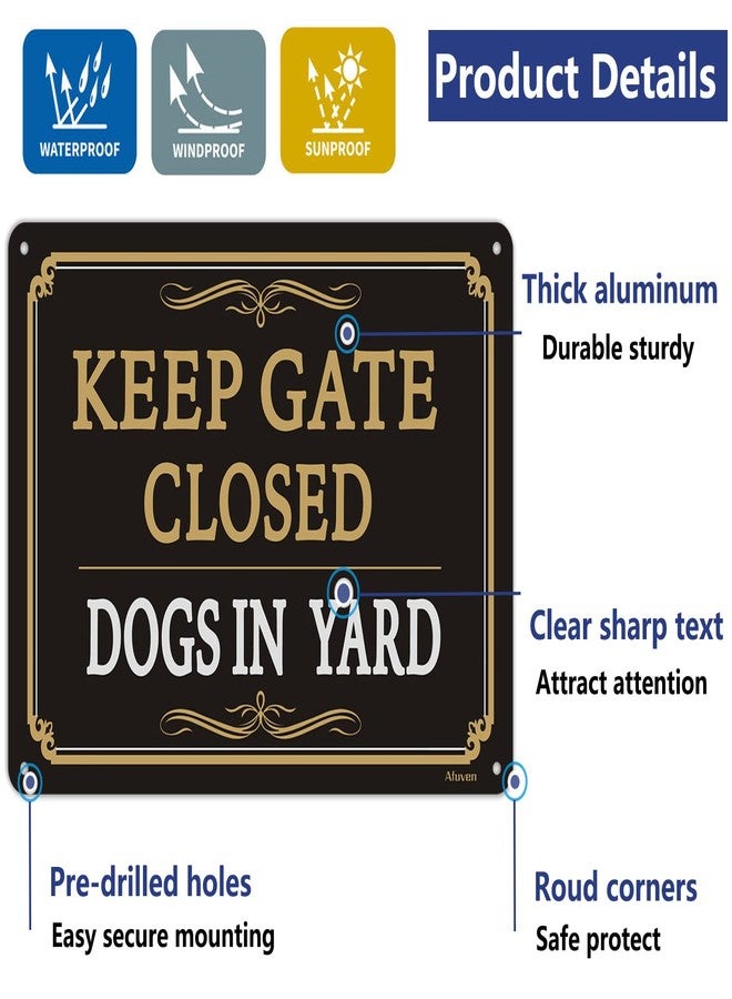 Afuven 2 Pack Keep Gate Closed Signs Dogs In Yard Sign Metal Reflective Beware Of Dog Sign Warning Dog Sign 10" x 7" Rust Free Aluminum UV Protected Waterproof Sturdy Easy to Mount Outdoor Use - Image 3