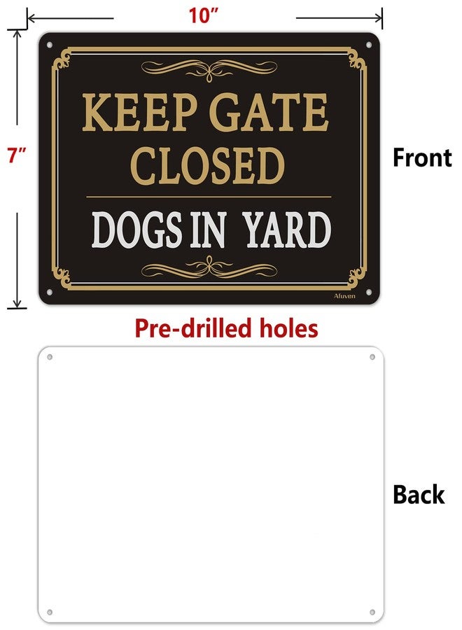 Afuven 2 Pack Keep Gate Closed Signs Dogs In Yard Sign Metal Reflective Beware Of Dog Sign Warning Dog Sign 10" x 7" Rust Free Aluminum UV Protected Waterproof Sturdy Easy to Mount Outdoor Use - Image 2