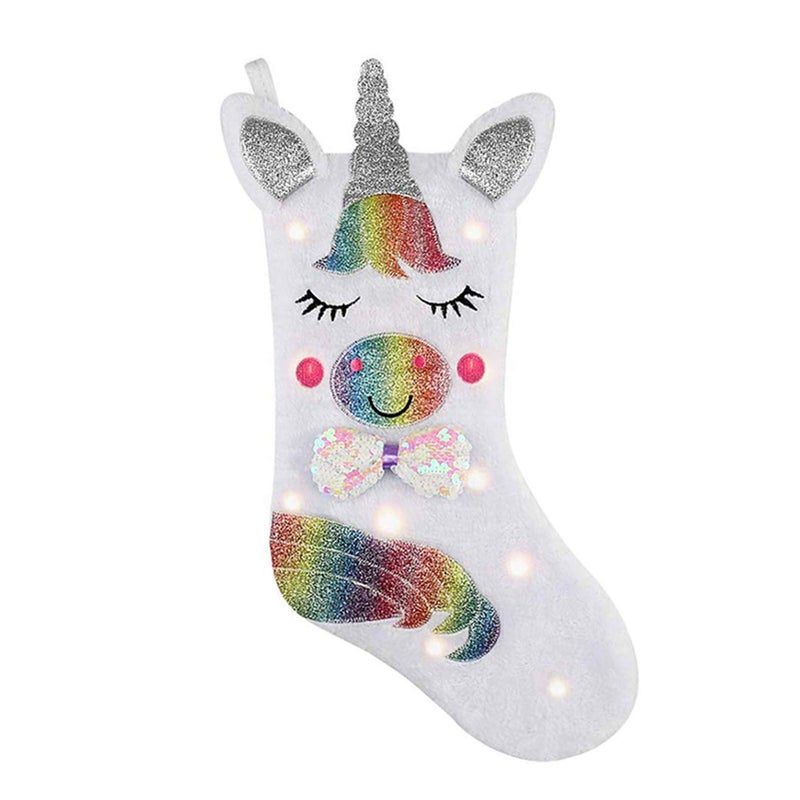 LMXCOL Christmas Stocking with LED Light 17 Sparkly Stocking Fireplace Hanging for Christmas Decorations Stocking 1