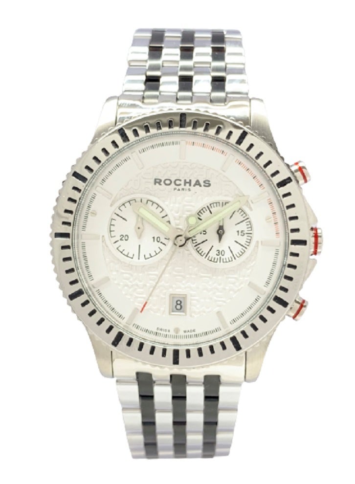 Rochas Men's watch 42 mm Swiss Made, 2 tones bracelet: Stainless steel with Black PVD-coated