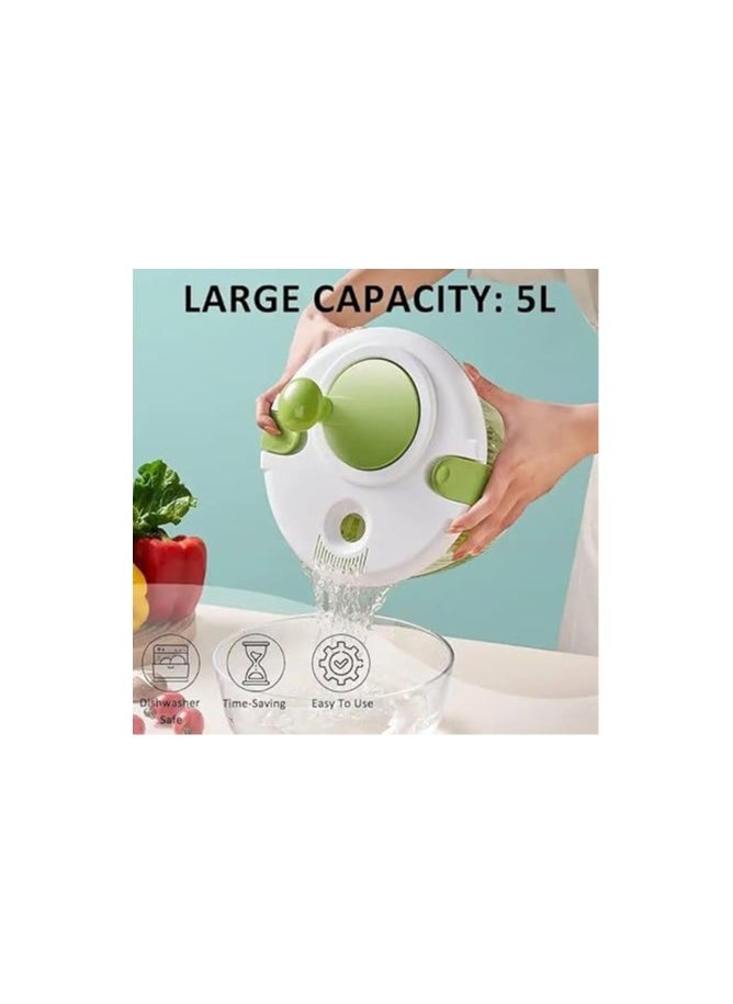 Generic 5L Salad Spinner with Easy-Clean Design –  for Fresh, Crispy Vegetables and Fruits, Dishwasher Safe  - Image 4