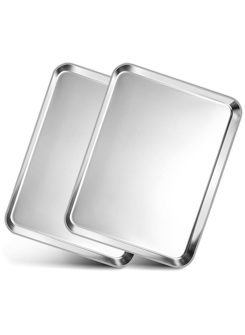 P&P CHEF PP CHEF 125 Inch Baking Cookie Sheet Oven Pan Tray Stainless Steel Sheet Pan for Kitchen Oven Bakeware for Multi Uses Shiny Look  Dishwasher Safe Healthy  Heavy Duty 2Pcs 