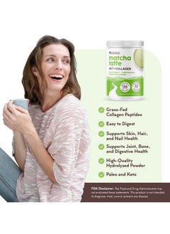 NativePath Matcha Latte Collagen Peptides Premium Keto And Paleo Grassfed Pastureraised Protein Powder For Hair Skin Nails Bones Joints Digestion And More 20 Servings No Gluten Or Dairy  - Image 5
