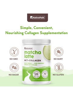 NativePath Matcha Latte Collagen Peptides Premium Keto And Paleo Grassfed Pastureraised Protein Powder For Hair Skin Nails Bones Joints Digestion And More 20 Servings No Gluten Or Dairy  - Image 4