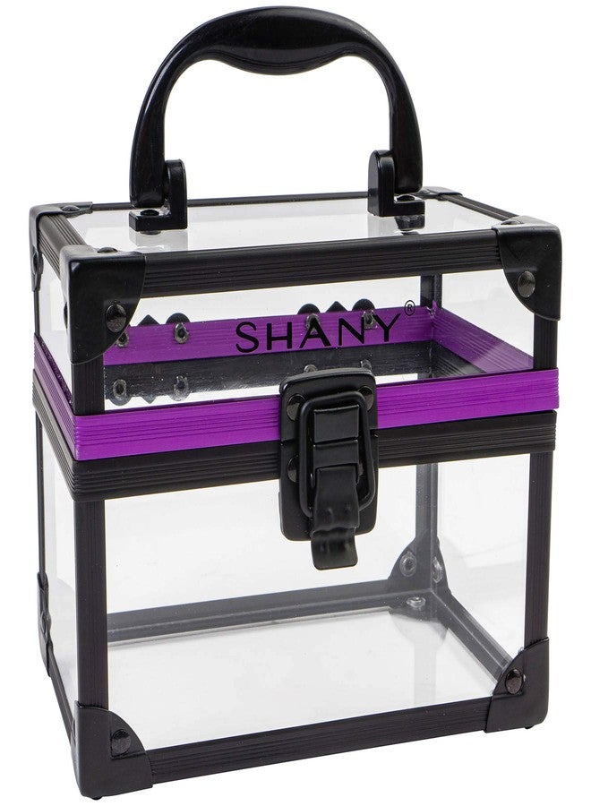 SHANY Clear Cosmetics and Toiletry Train Case - Clear Travel Makeup Bag Case Organizer with Secure Closure and Black/Purple Accents - 3PC Set - Image 5
