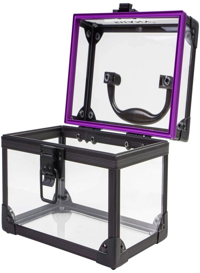 SHANY Clear Cosmetics and Toiletry Train Case - Clear Travel Makeup Bag Case Organizer with Secure Closure and Black/Purple Accents - 3PC Set - Image 2