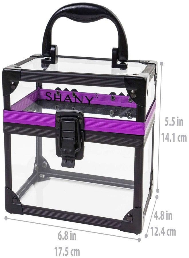 SHANY Clear Cosmetics and Toiletry Train Case - Clear Travel Makeup Bag Case Organizer with Secure Closure and Black/Purple Accents - 3PC Set - Image 4