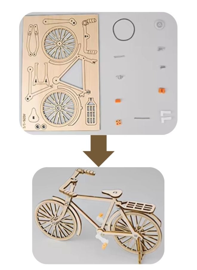 Fatio STEM Toy, Wooden Bicycle, Montessori, DIY 3D Puzzle, Eco-Friendly Handmade Educational Toy - Image 4