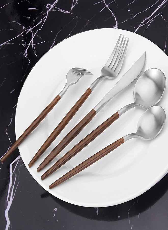 STAR WORK Stainless Steel Wood Handle Dinner Spoons,Table Spoon Set for for Home, Kitchen or Restaurant Dinnerware Set Flatware Fork Spoon Service Kitchen Utensil (30) - Image 5
