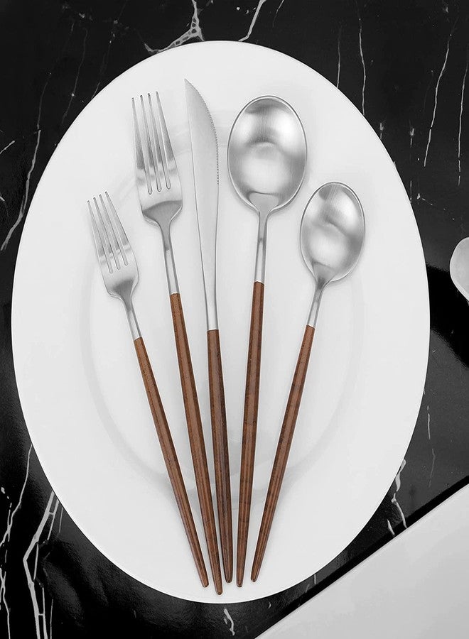 STAR WORK Stainless Steel Wood Handle Dinner Spoons,Table Spoon Set for for Home, Kitchen or Restaurant Dinnerware Set Flatware Fork Spoon Service Kitchen Utensil (30) - Image 2