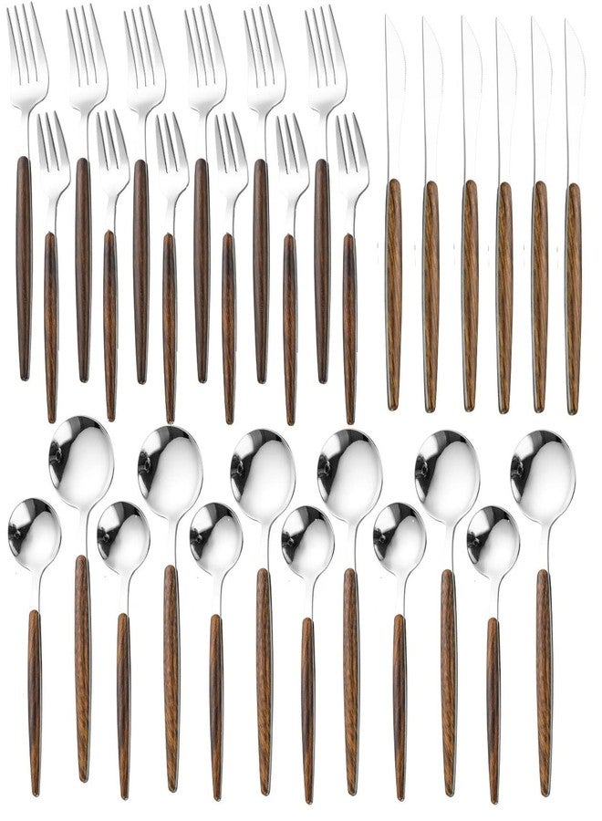 STAR WORK Stainless Steel Wood Handle Dinner Spoons,Table Spoon Set for for Home, Kitchen or Restaurant Dinnerware Set Flatware Fork Spoon Service Kitchen Utensil (30) - Image 1