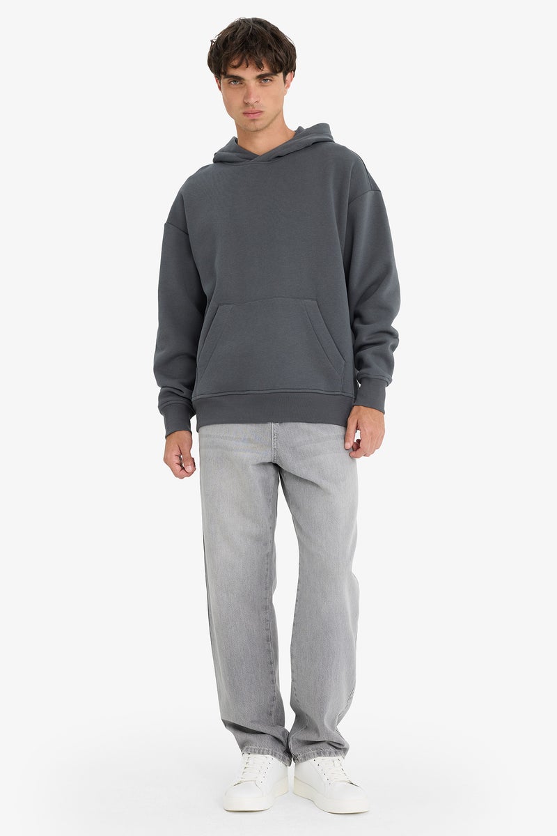 DeFacto Grey Man Oversize Fit Long Sleeve Sweatshirt Casual - Image 2