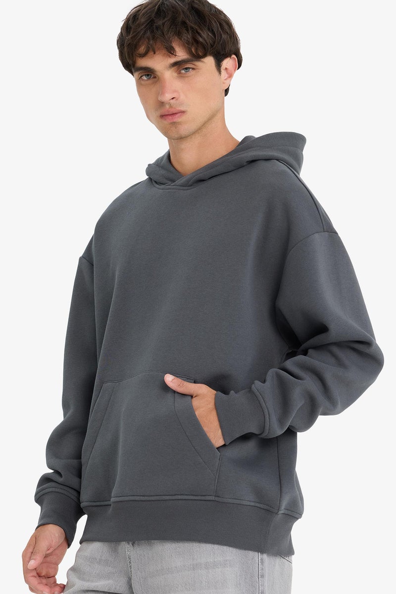 DeFacto Grey Man Oversize Fit Long Sleeve Sweatshirt Casual - Image 4