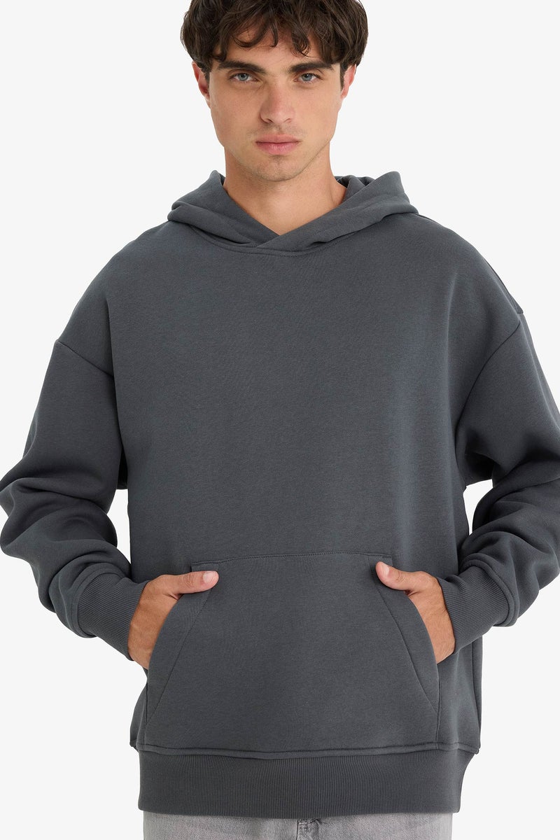 DeFacto Grey Man Oversize Fit Long Sleeve Sweatshirt Casual - Image 1