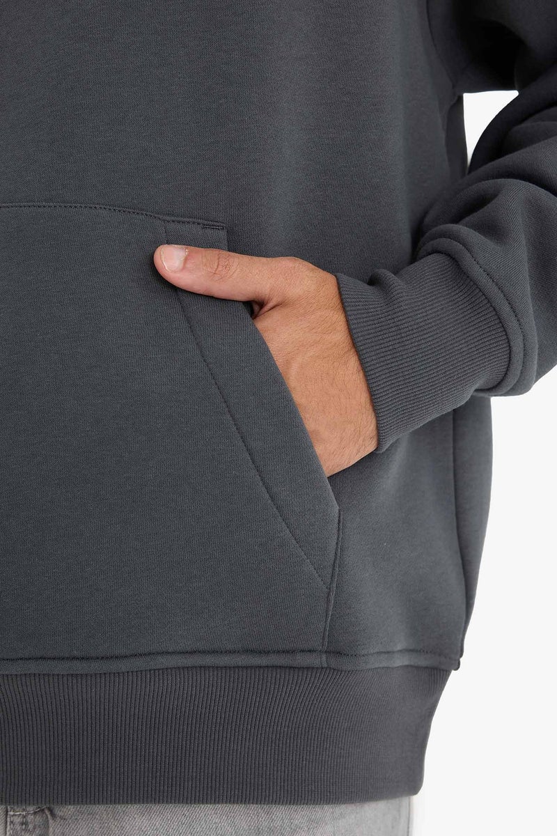 DeFacto Grey Man Oversize Fit Long Sleeve Sweatshirt Casual - Image 3