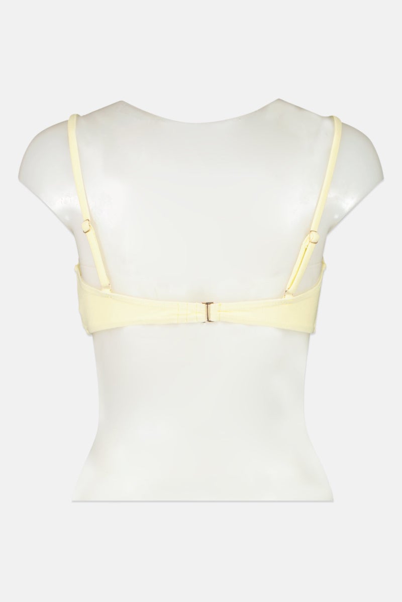 Lefties Women Plain Bikini Top, Yellow - Image 3
