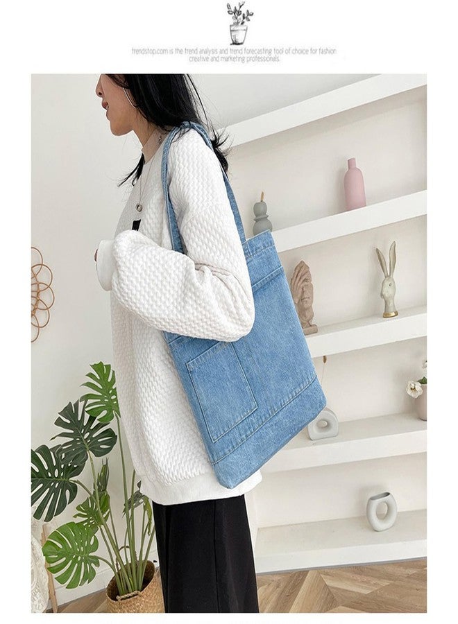 Ethbox Women's denim wallet, casual handbag, crossbody shoulder bag, girl tote canvas bag (Style 2 Light Blue,One Size) - Image 3