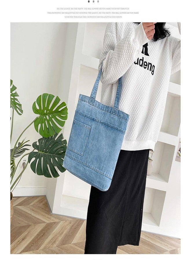 Ethbox Women's denim wallet, casual handbag, crossbody shoulder bag, girl tote canvas bag (Style 2 Light Blue,One Size) - Image 4