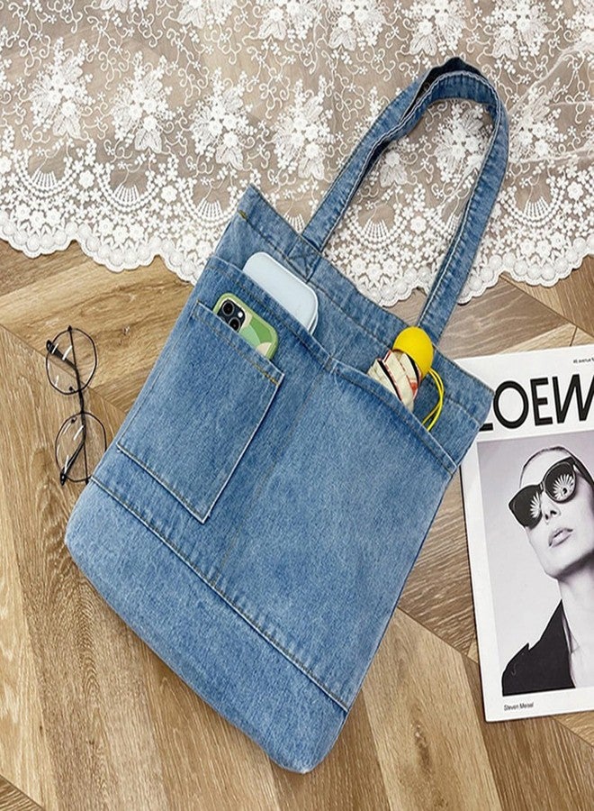 Ethbox Women's denim wallet, casual handbag, crossbody shoulder bag, girl tote canvas bag (Style 2 Light Blue,One Size) - Image 5