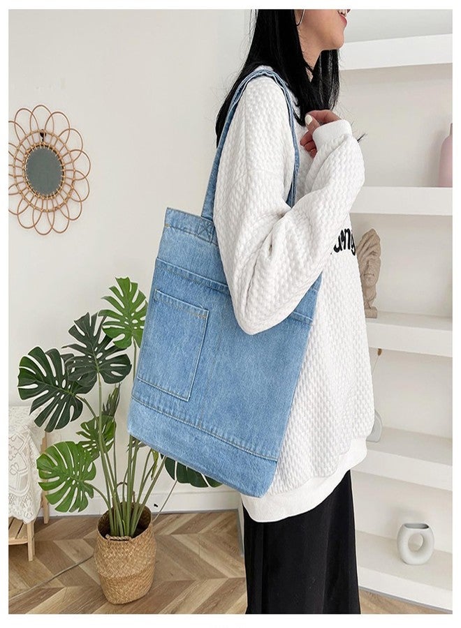 Ethbox Women's denim wallet, casual handbag, crossbody shoulder bag, girl tote canvas bag (Style 2 Light Blue,One Size) - Image 2