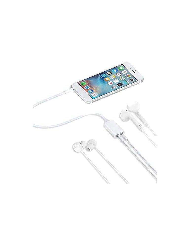 Headphone splitter audio cable 3.5mm male to 2 female jack 3.5mm splitter adapter aux cable for for iphone for samsung mp3 player (white 0.17m) - Image 2