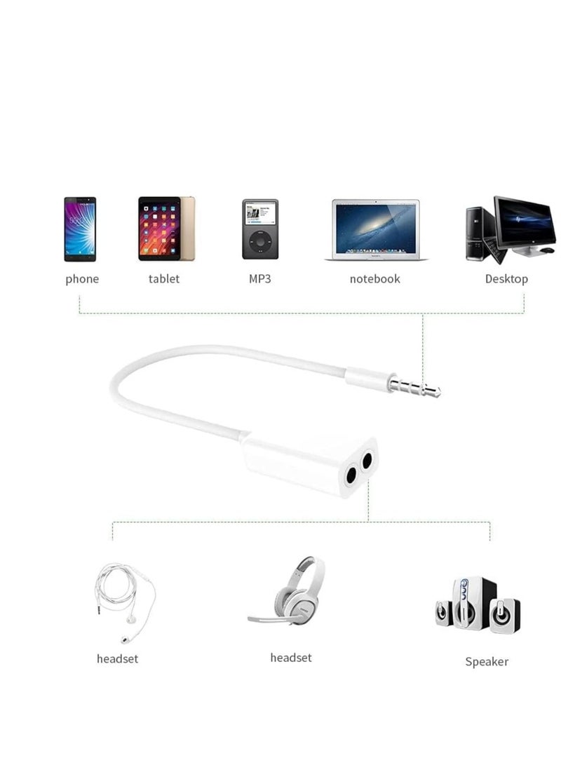 Headphone splitter audio cable 3.5mm male to 2 female jack 3.5mm splitter adapter aux cable for for iphone for samsung mp3 player (white 0.17m) - Image 4