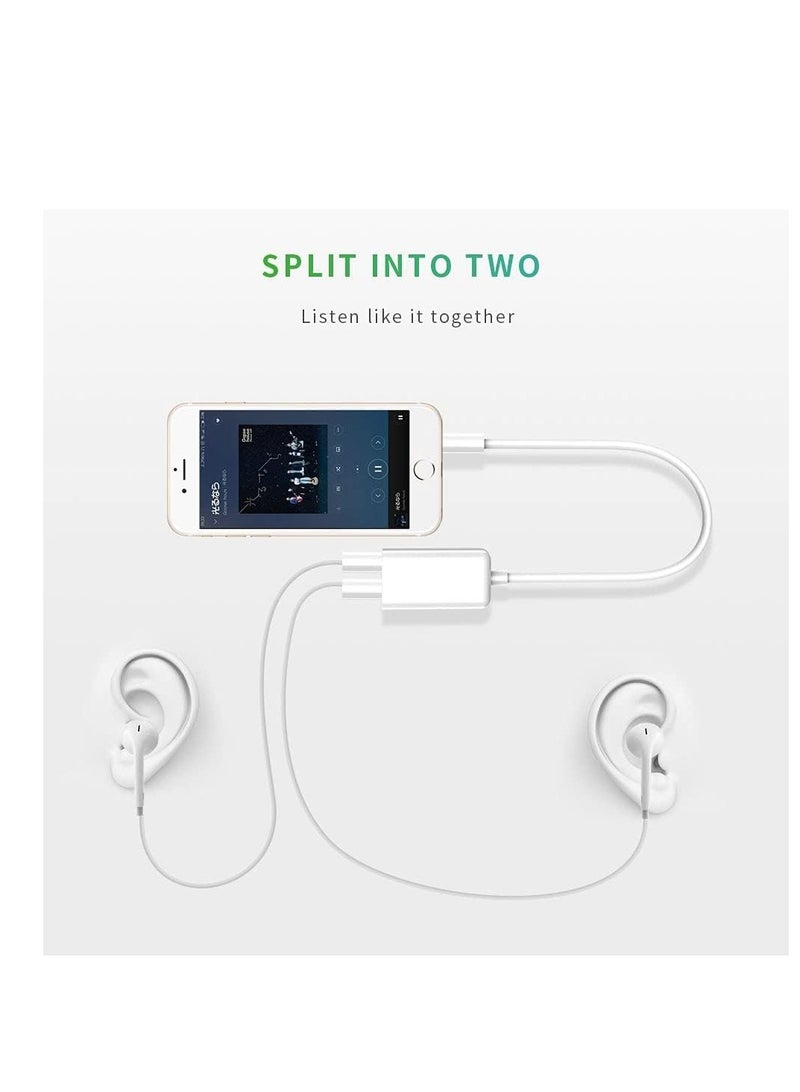 Headphone splitter audio cable 3.5mm male to 2 female jack 3.5mm splitter adapter aux cable for for iphone for samsung mp3 player (white 0.17m) - Image 5