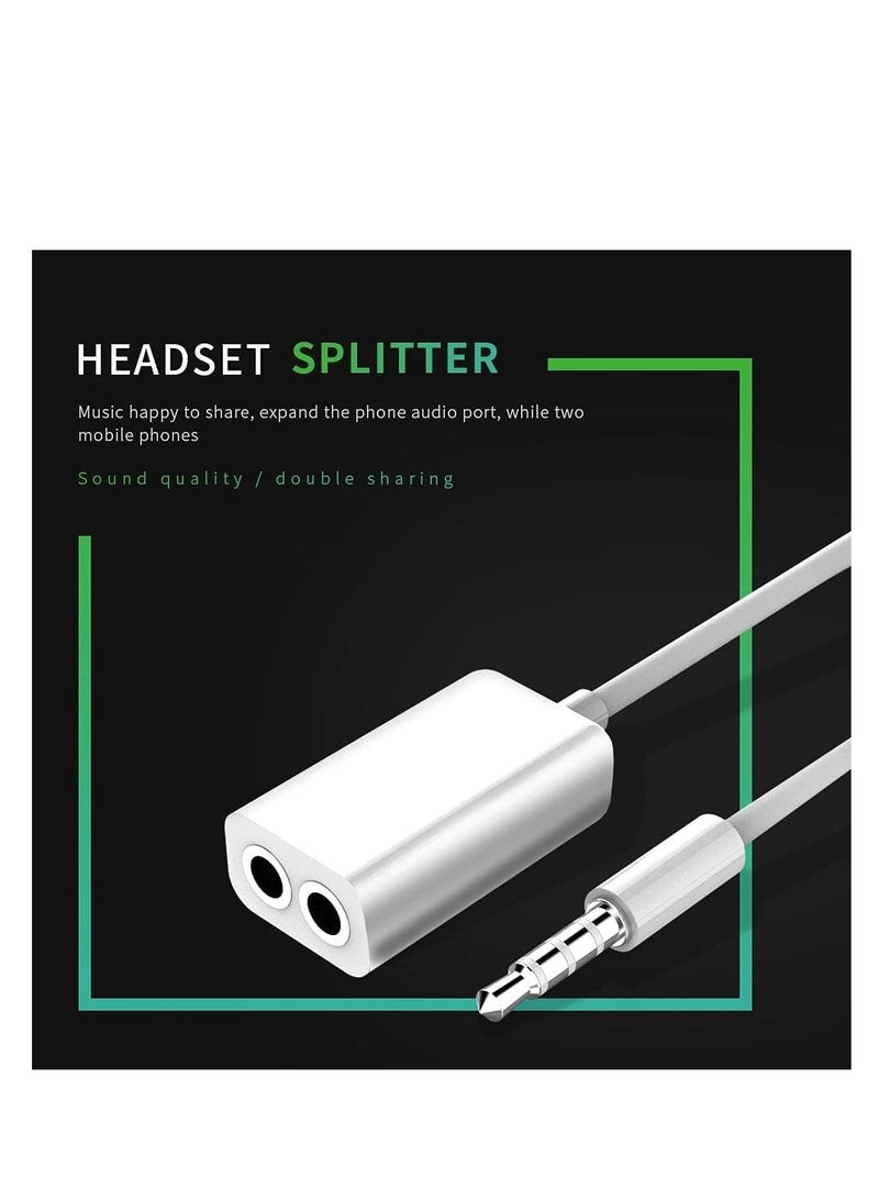 Headphone splitter audio cable 3.5mm male to 2 female jack 3.5mm splitter adapter aux cable for for iphone for samsung mp3 player (white 0.17m) - Image 3