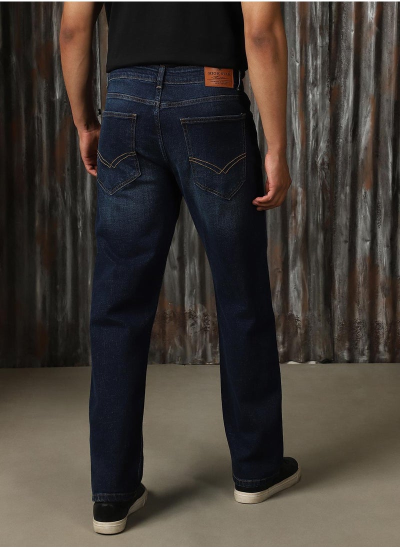 HIGH STAR Men's Indigo 100% Cotton Distressed Jeans  - Image 3