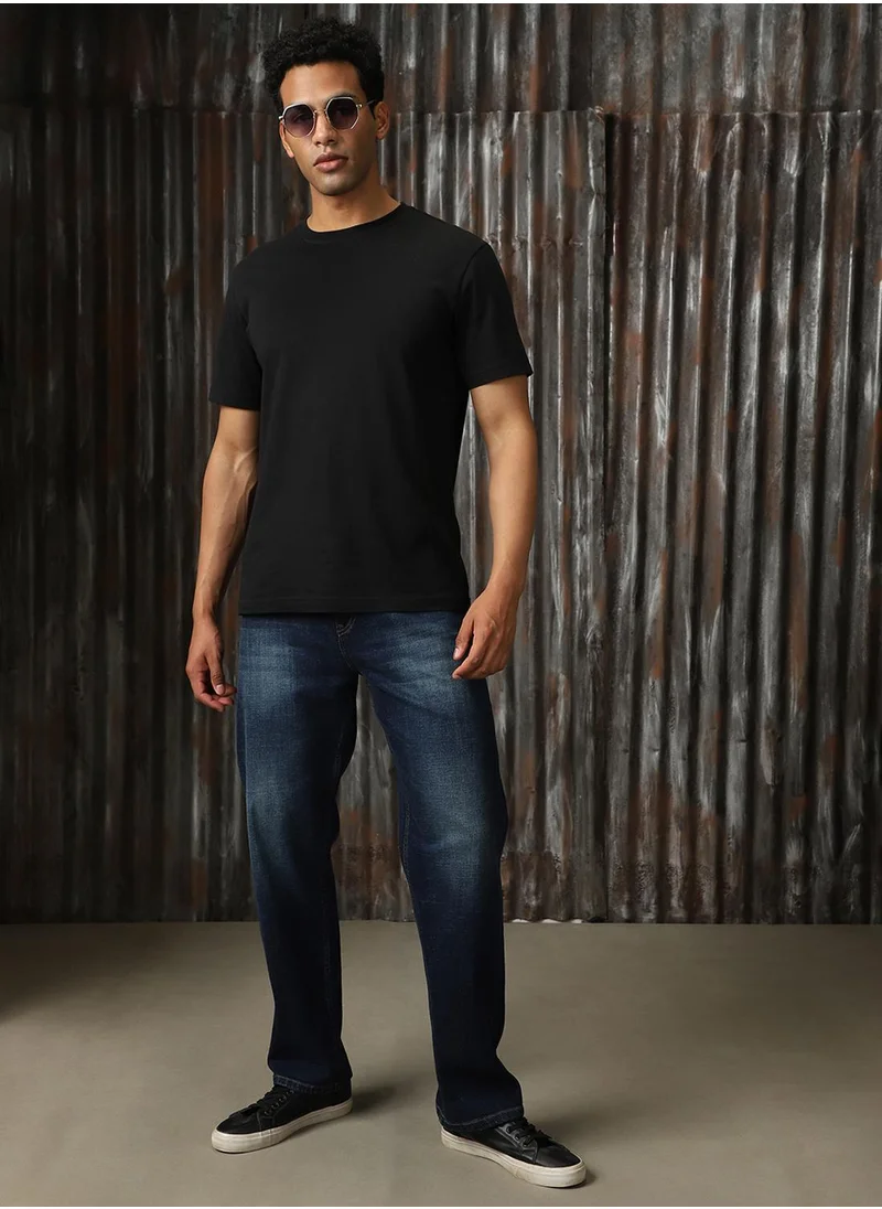 HIGH STAR Men's Indigo 100% Cotton Distressed Jeans