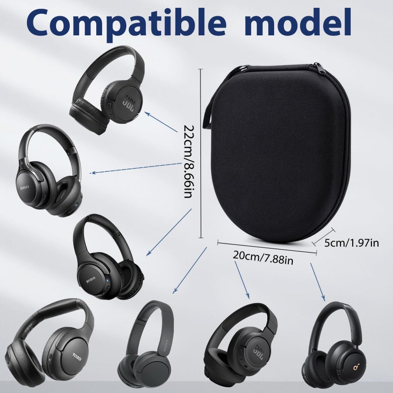 TYSORETY Case Compatible with JBL Tune 510BT 520BT 720BT 770NC 660NC 670NC, and Sony WH-CH720N WH-CH520 Noise Canceling Wireless Headphones, Portable Travel Headphone Cases (Black) - Image 2